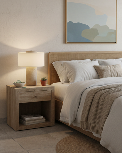 Aurélie Marble Sediment Table Lamp with Fabric Shade