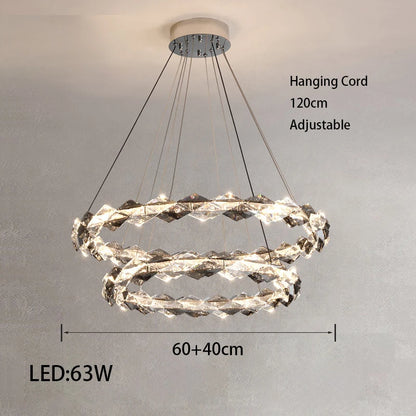Élodie 2025 Plafonnier Moderne Anneau Cristal LED Dimmable Lustre Décoration Luminaire Argent