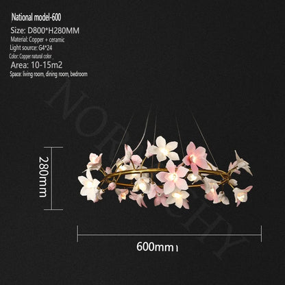 Lustre floral en céramique de luxe Celestia
