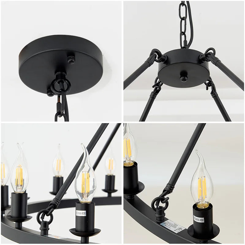 Wagon Wheel Chandelier Pendant Light for Cafés and Restaurants