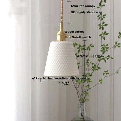 Suspension LED en céramique Fleur Rose Élise, en bois nordique