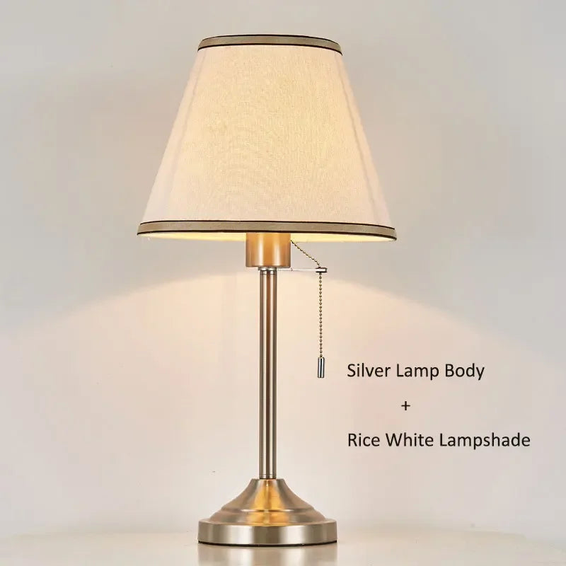 Sophie American Metal Fabric Bedside Table Lamp E27 Reading Light