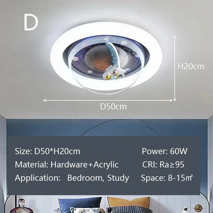 Plafonnier LED Amélie Fusée Astronaute Dimmable pour Chambre d'Enfant