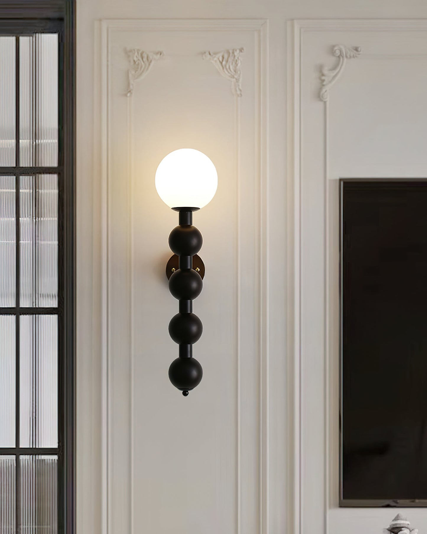 Selene Gourd Wall Lamp with Walnut Beaded Design and Warm Glow