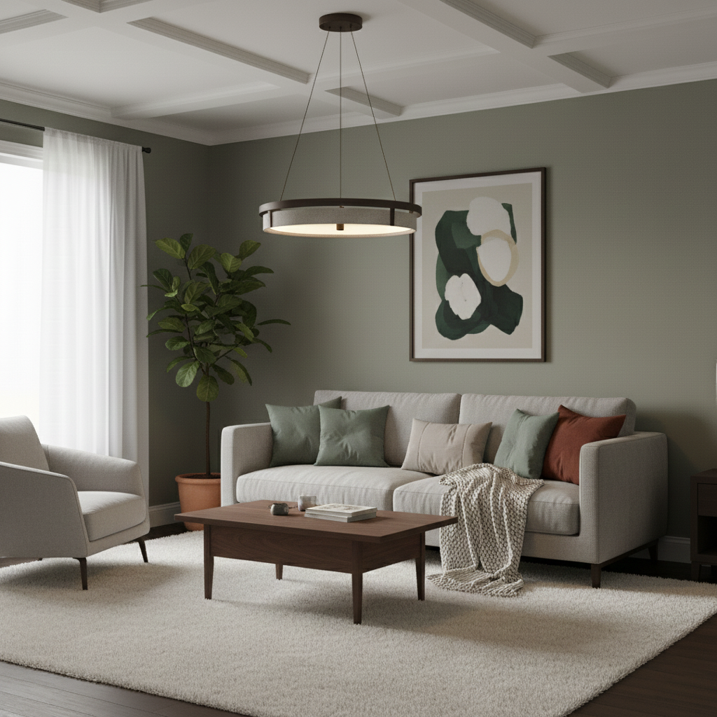 Laurent Ring Chandelier, Travertine Stone with Integrated LED