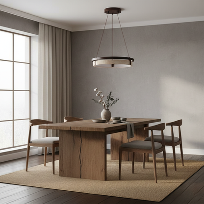 Laurent Ring Chandelier, Travertine Stone with Integrated LED