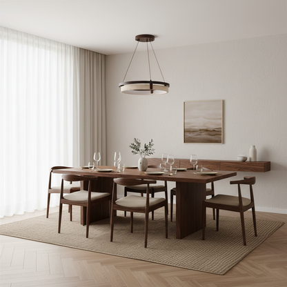 Laurent Ring Chandelier, Travertine Stone with Integrated LED