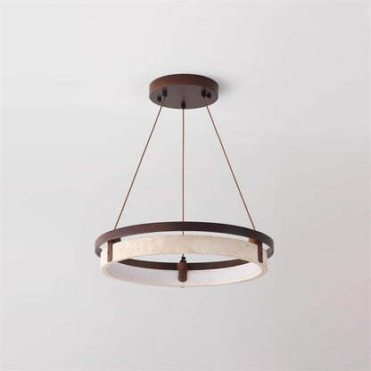 Laurent Ring Chandelier, Travertine Stone with Integrated LED