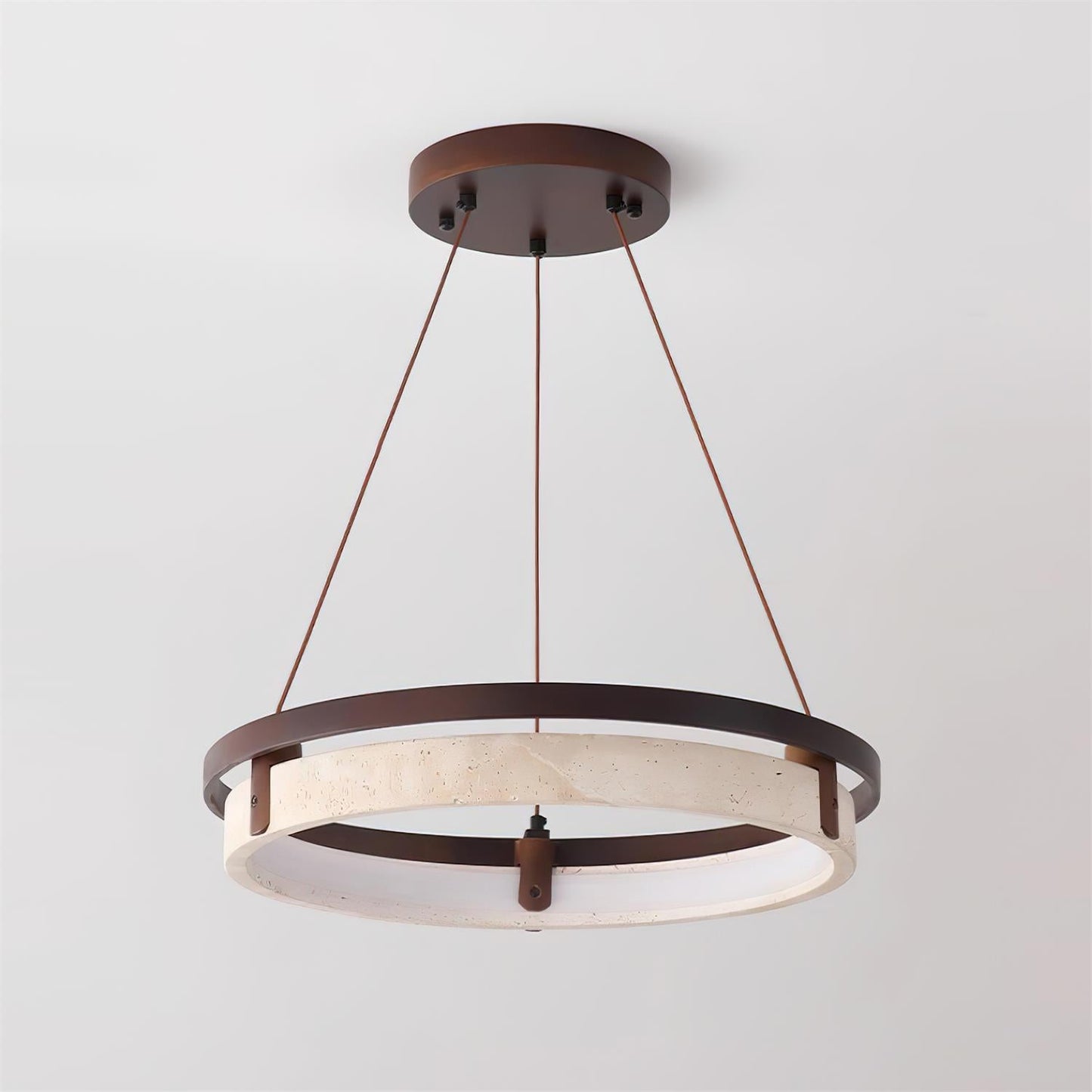 Laurent Ring Chandelier, Travertine Stone with Integrated LED