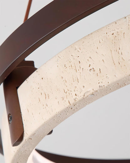Laurent Ring Chandelier, Travertine Stone with Integrated LED