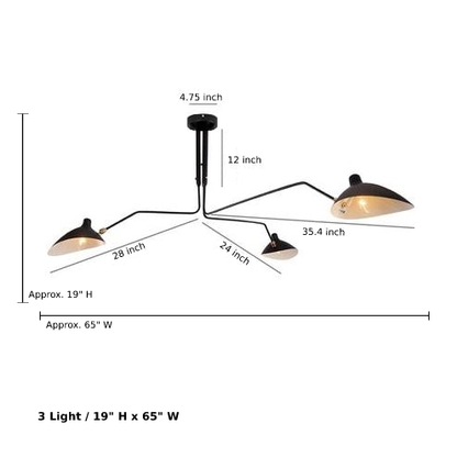 Camille Industrial Rotating Arm LED Ceiling Light Black Brass Adjustable Fixture