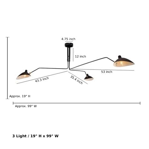 Camille Industrial Rotating Arm LED Ceiling Light Black Brass Adjustable Fixture