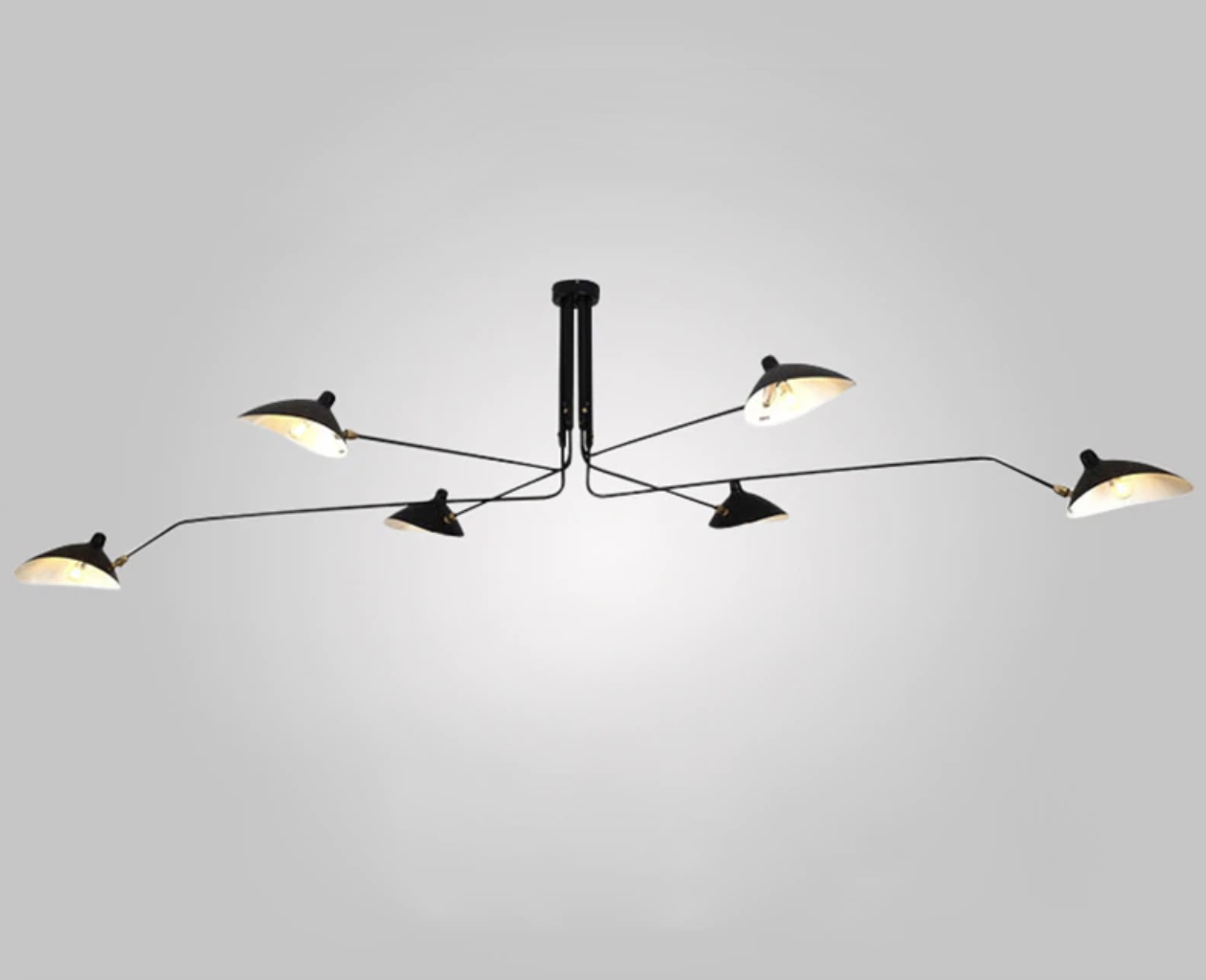 Camille Industrial Rotating Arm LED Ceiling Light Black Brass Adjustable Fixture