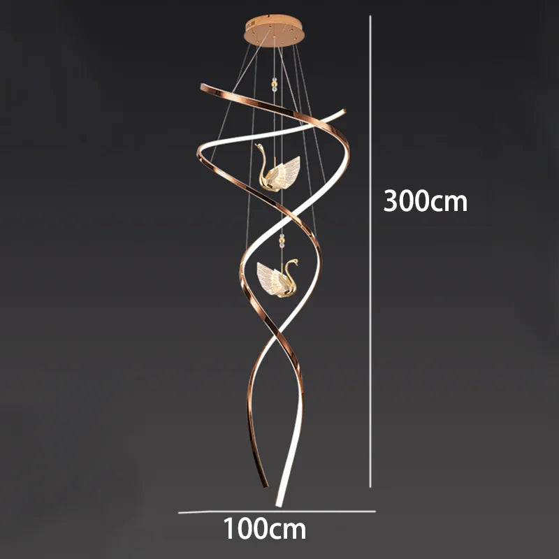 Lustre d'escalier LED Cygnus Spirale Célestine