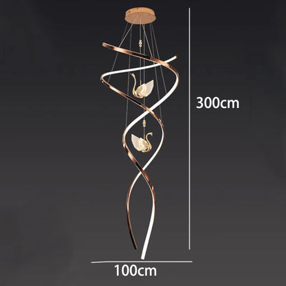 Lustre d'escalier LED Cygnus Spirale Célestine