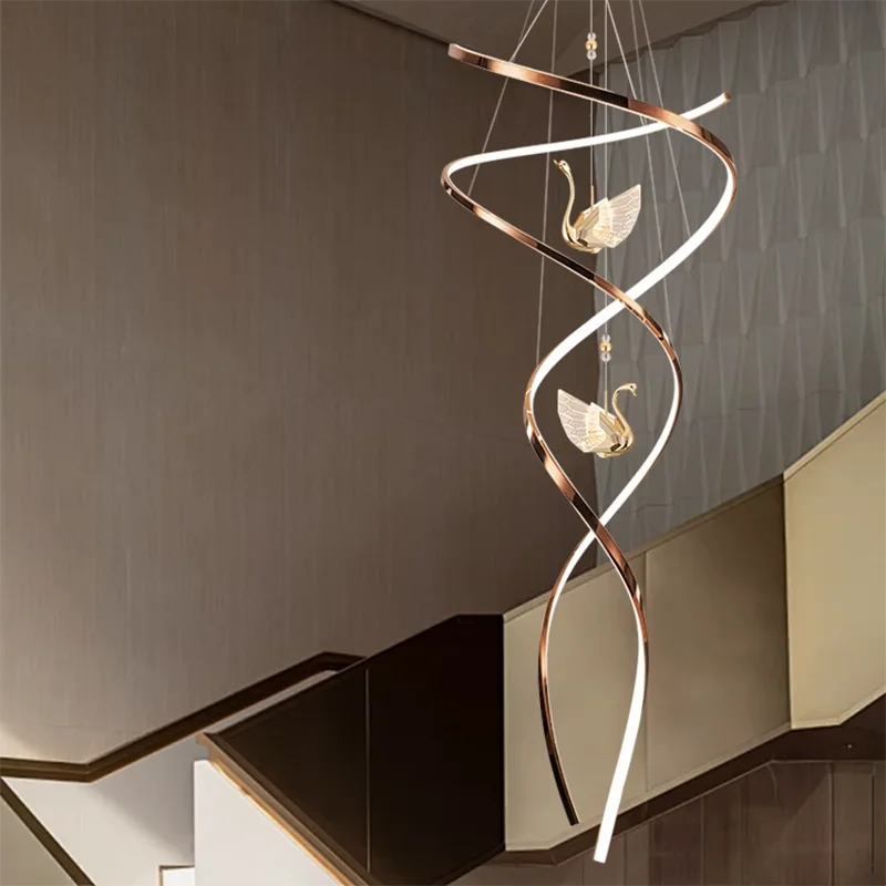 Lustre d'escalier LED Cygnus Spirale Célestine