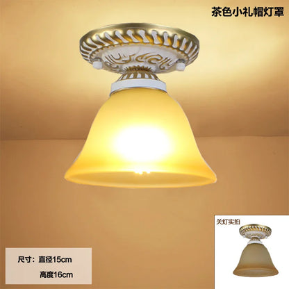 Plafonnier en verre rétro Camille ivoire E27 Lampe de couloir
