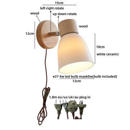Lucienne Amber Glass Wood Wall Light