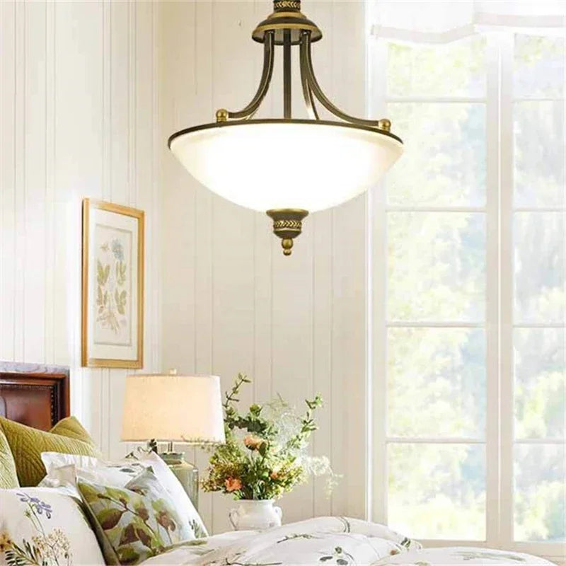 Émilie Retro Milky Glass Pendant Chandelier 3-Light