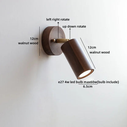 Lampe murale LED Camille Or Cuivre Noyer Style Japonais