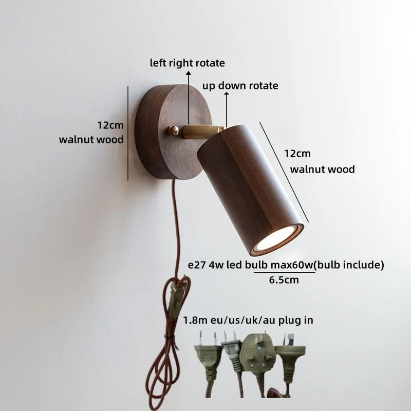 Lampe murale LED Camille Or Cuivre Noyer Style Japonais