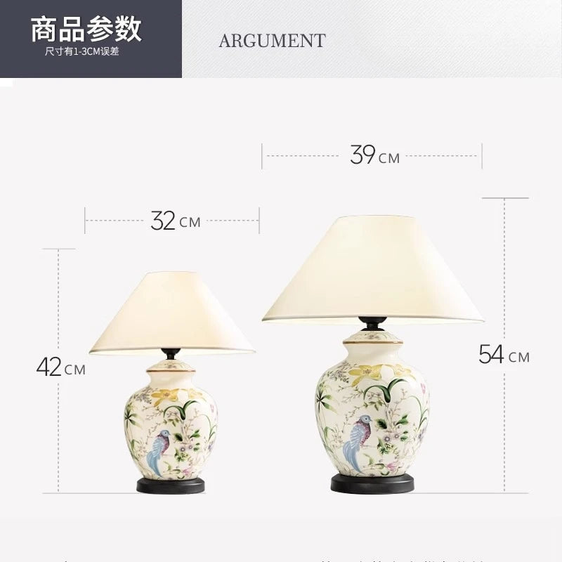 Lampadaire LED en céramique « Fleur et oiseau » pour chambre et salon
