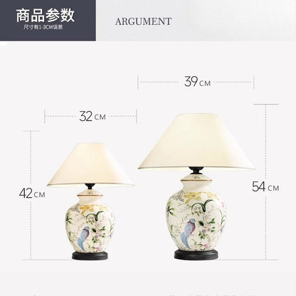 Lampadaire LED en céramique « Fleur et oiseau » pour chambre et salon