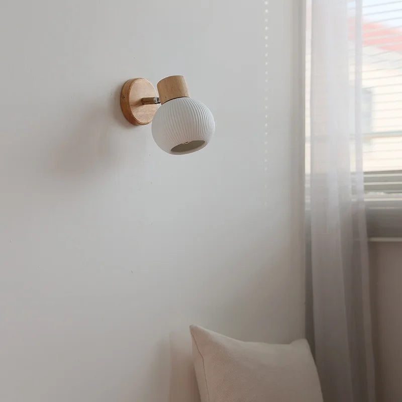 Camille Applique Murale LED en Céramique Blanche Interrupteur E27 Nordique