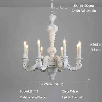 Geneviève Roman Pillar Wooden Chandelier for Classic Interiors