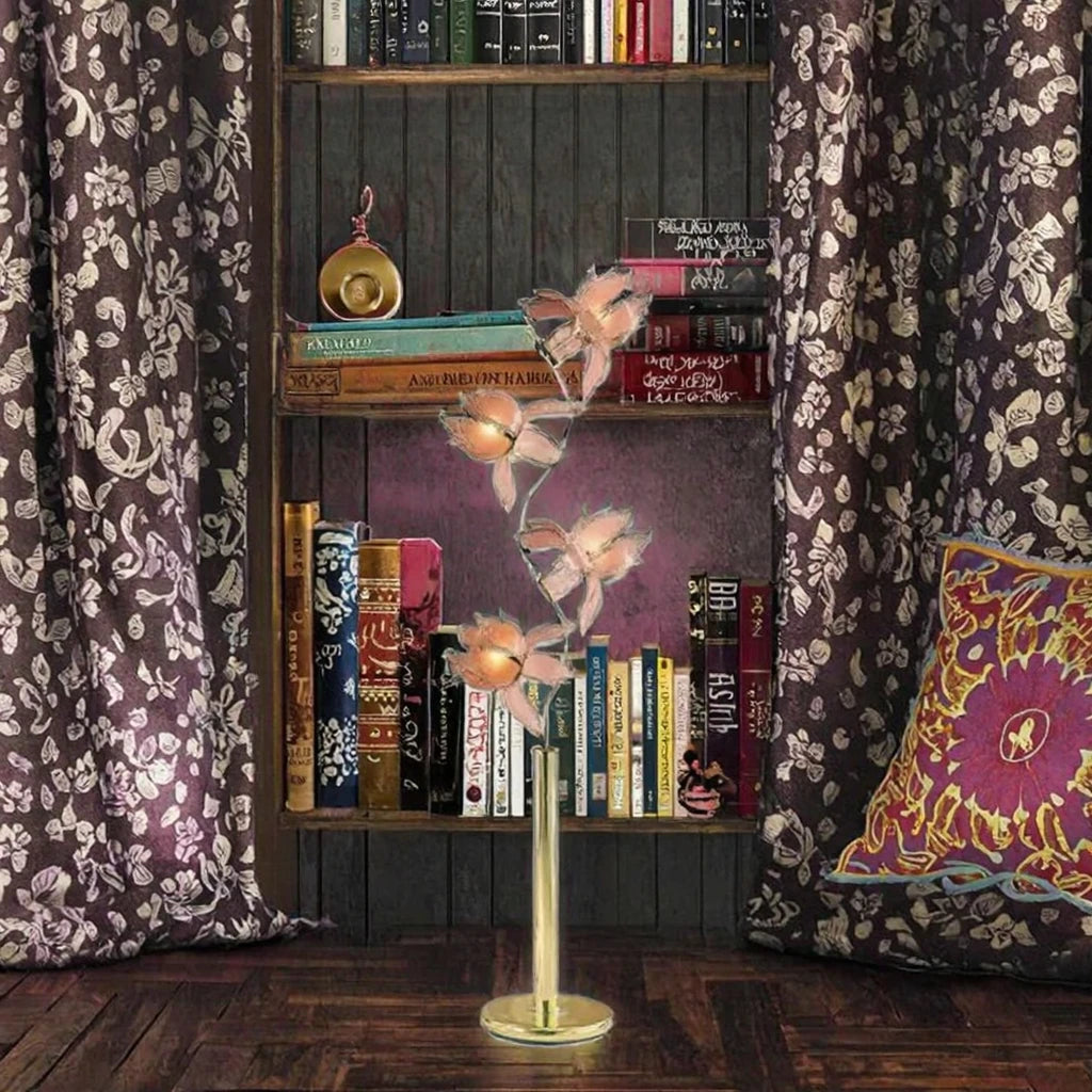 Lampadaire LED Élodie Lotus Moderne E26 Fleur en Verre Rose