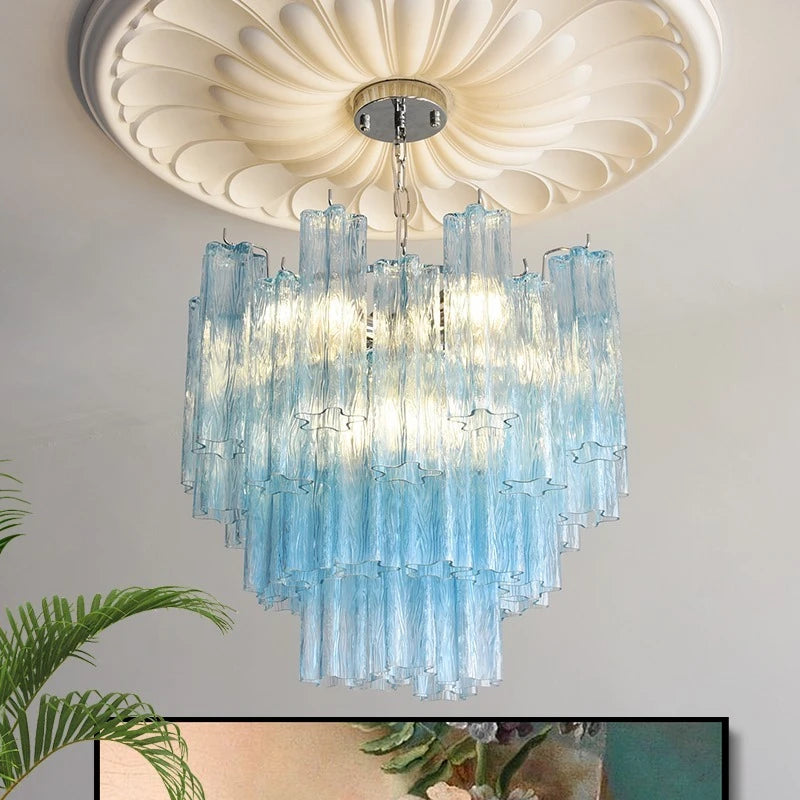 Pendentif Camille en verre de Murano rond, en cristal, luminaire vintage pour plafond