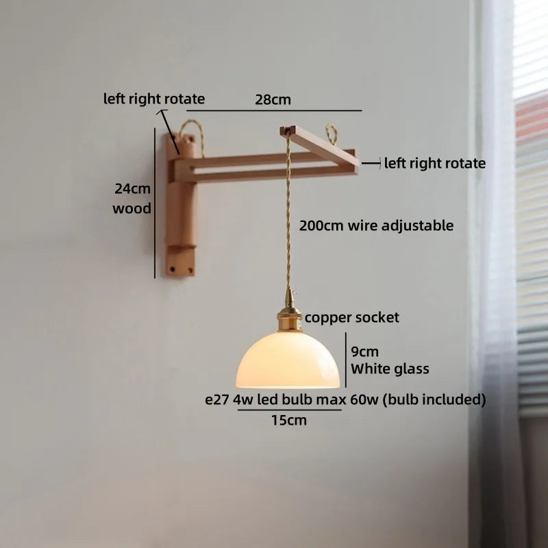 Applique murale Élise en céramique et bois pour chambre et salle de bain