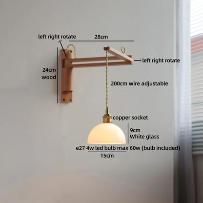 Applique murale Élise en céramique et bois pour chambre et salle de bain