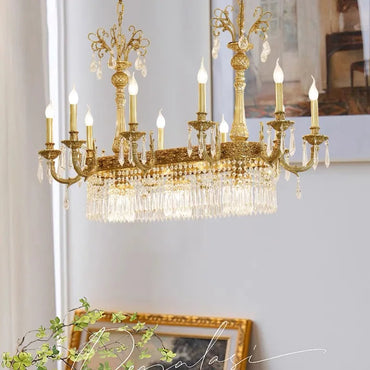 Lustre suspendu en cristal de cuivre de style européen à 10 lumières