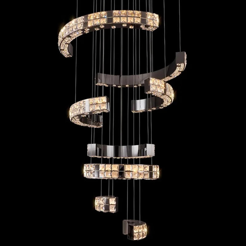 Lustre en cristal scandinave Sophie en acier noir pour plafond