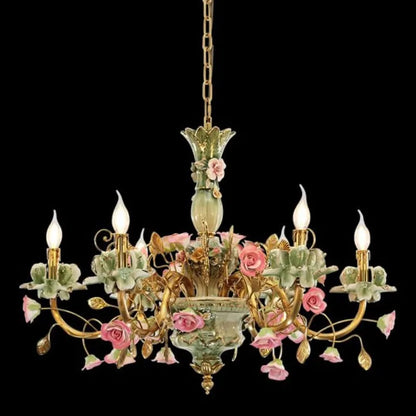 Lustre Élisabeth en porcelaine et laiton, plafonnier de luxe à la française