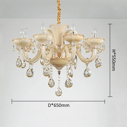 Lustre de luxe français pour la décoration intérieure, couleur champagne et blanc, pour villa européenne, hall d'hôtel, restaurant, lumières suspendues en cristal E14.