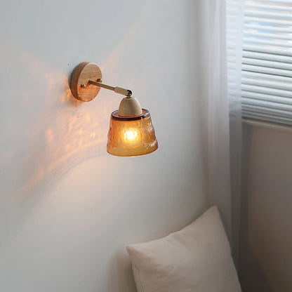 Lucienne Amber Glass Wood Wall Light