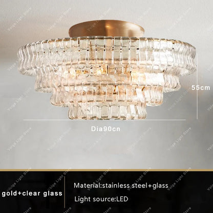 Gray Glass Round Ceiling Chandelier