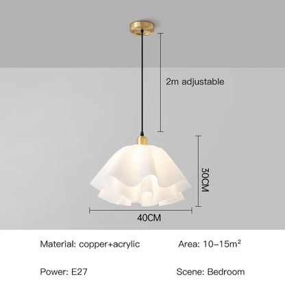 Sofia Nordic White Frosted Glass LED Semi-Flush Chandelier
