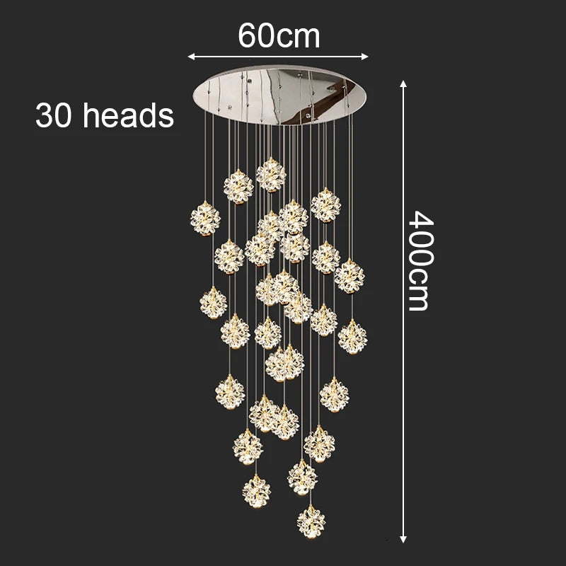 Modern Crystal Stair Pendant Light for Living Room and Hall