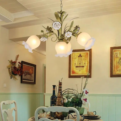 Amélie Floral Ceramic Glass Pendant Light