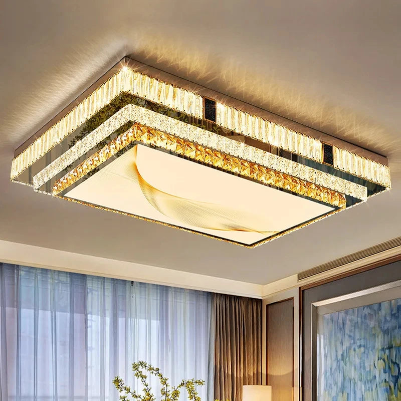 Plafonnier à LED encastrable Celestia Gold Crystal