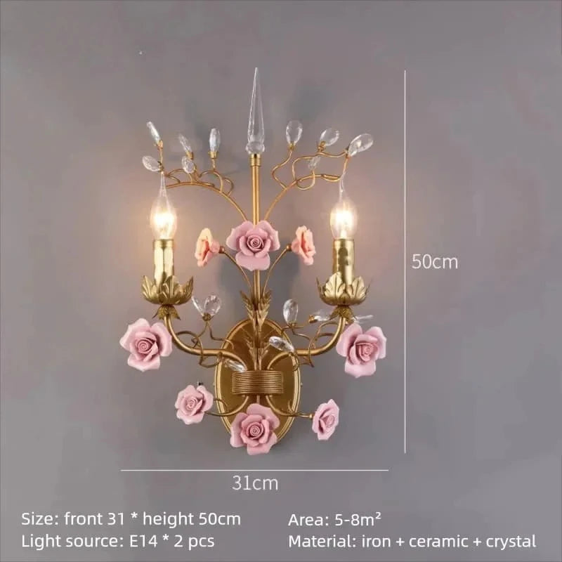 Suspension Chloé Fleur en céramique or rose à 5 lumières