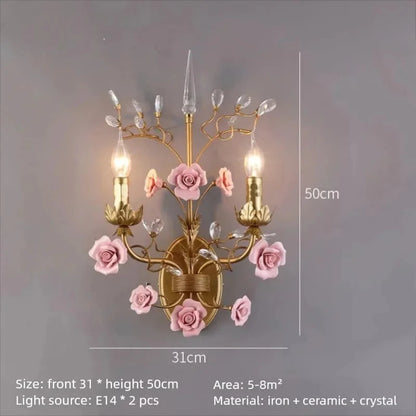 Suspension Chloé Fleur en céramique or rose à 5 lumières