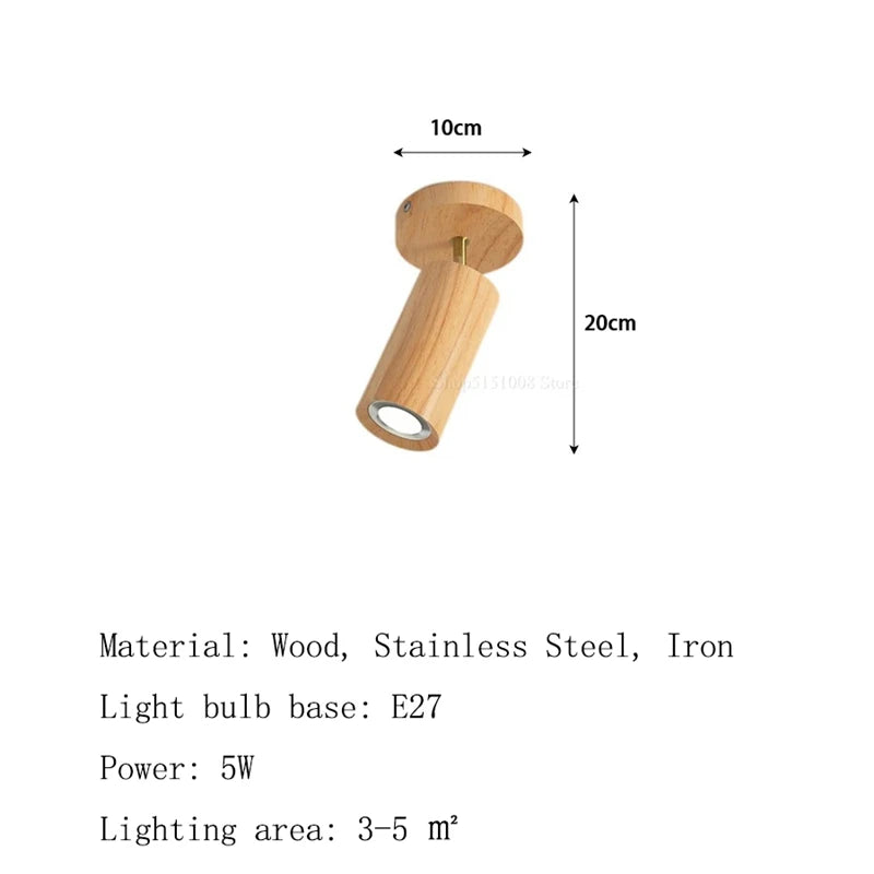 Plafonnier Projecteur LED E27 Camille en Bois