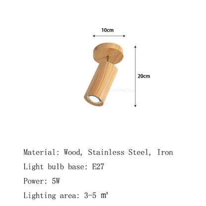 Plafonnier Projecteur LED E27 Camille en Bois