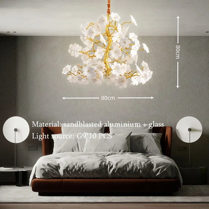 Aurélie Bloom Petal Chandelier Luxury Gold Ceiling Pendant Light