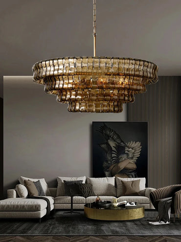 Lustre de plafond rond en verre gris