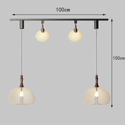 Lustre suspendu à plusieurs lampes en verre dépoli moderne Émile